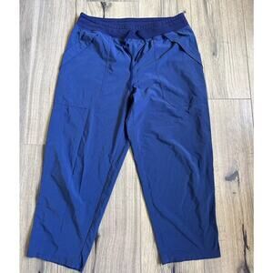 Lucy Women's Sz Medium Athletic Studio Pants Navy Blue Cropped Drawstring Hiking